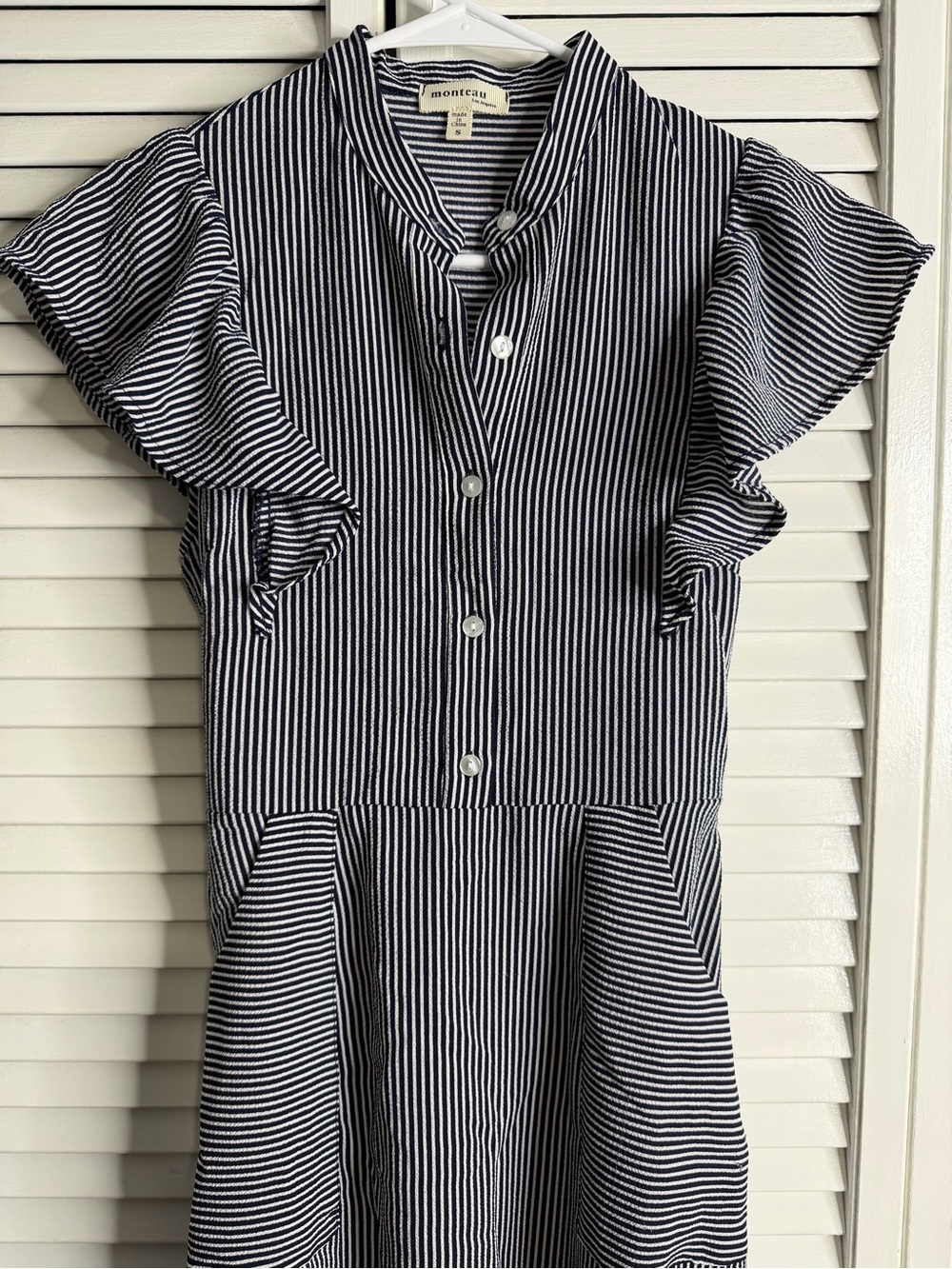 Monteau Black & White flattering Striped Button‑Front Dress, Size Small - Picture 8 of 9